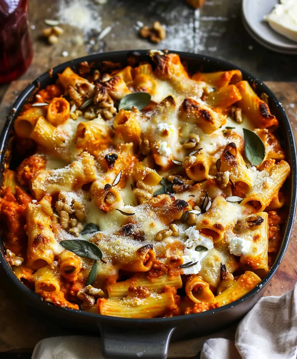 Herbstlicher Nudelauflauf: Kürbis, Tomate & Ricotta Traum