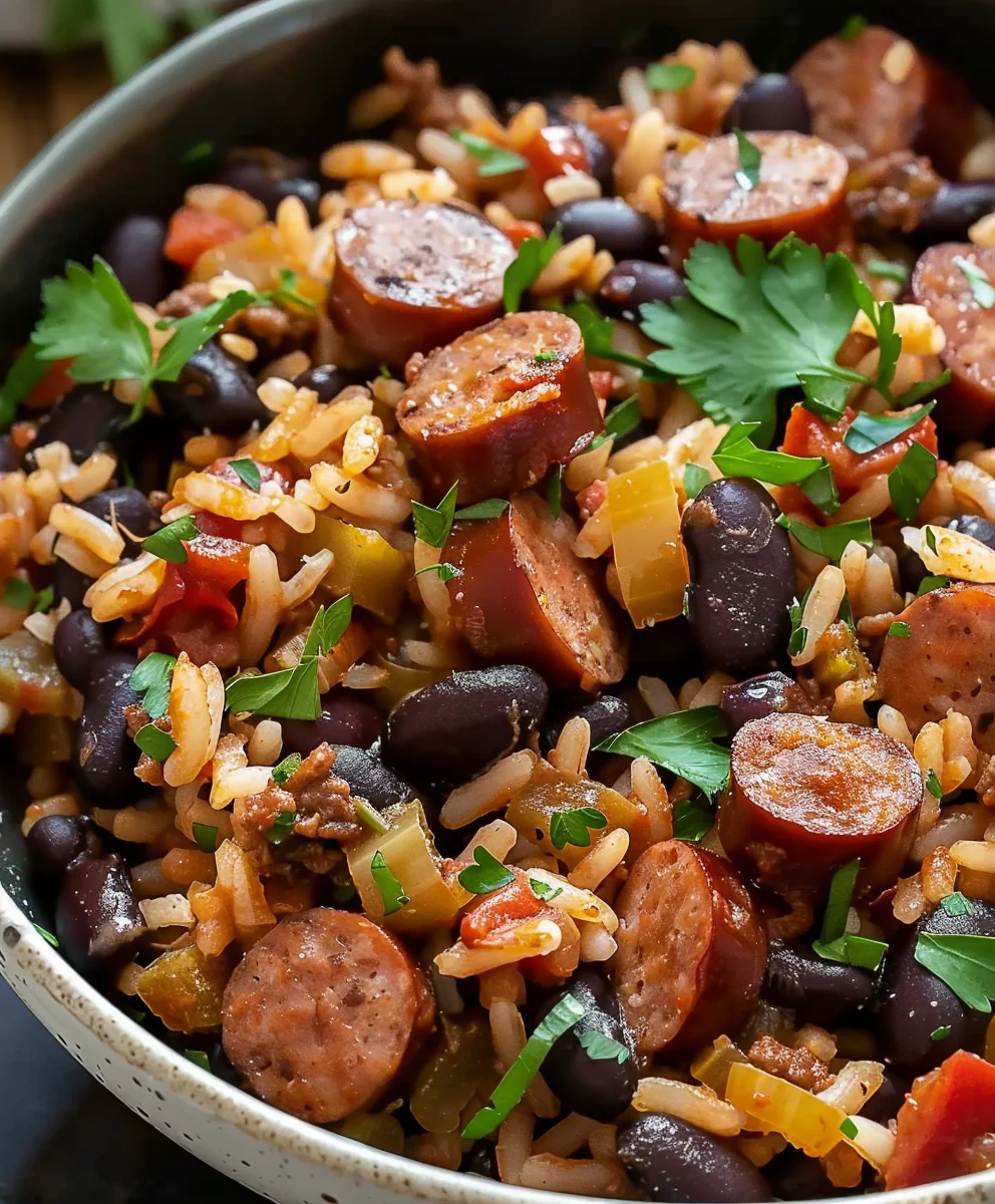 Schwarze Bohnen, Reis & Rindswurst – Einfach & Lecker!