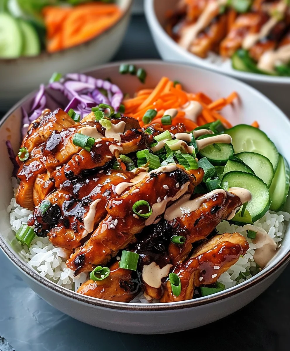 Korean BBQ Hähnchen-Bowls mit Gochujang Cream Sauce