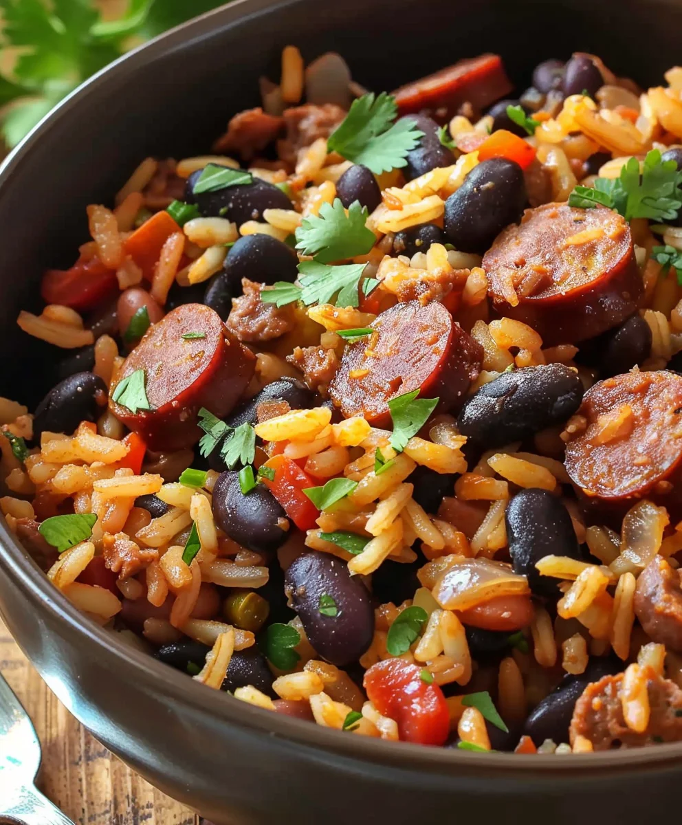 Schwarze Bohnen, Reis & Rindswurst – Einfach & Lecker!