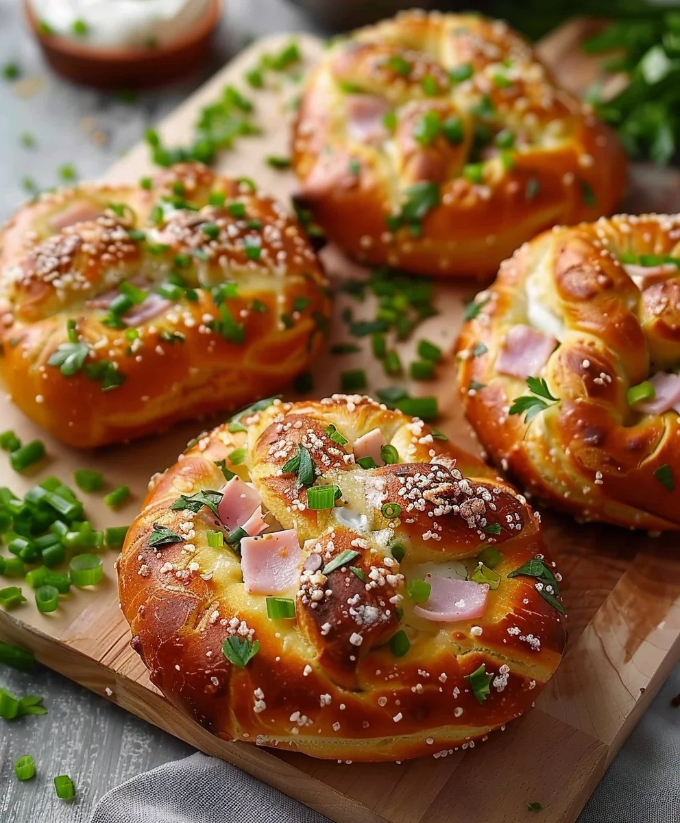 Blitzschnelle Gefüllte Brezeln: Schmand & Rinderschinken