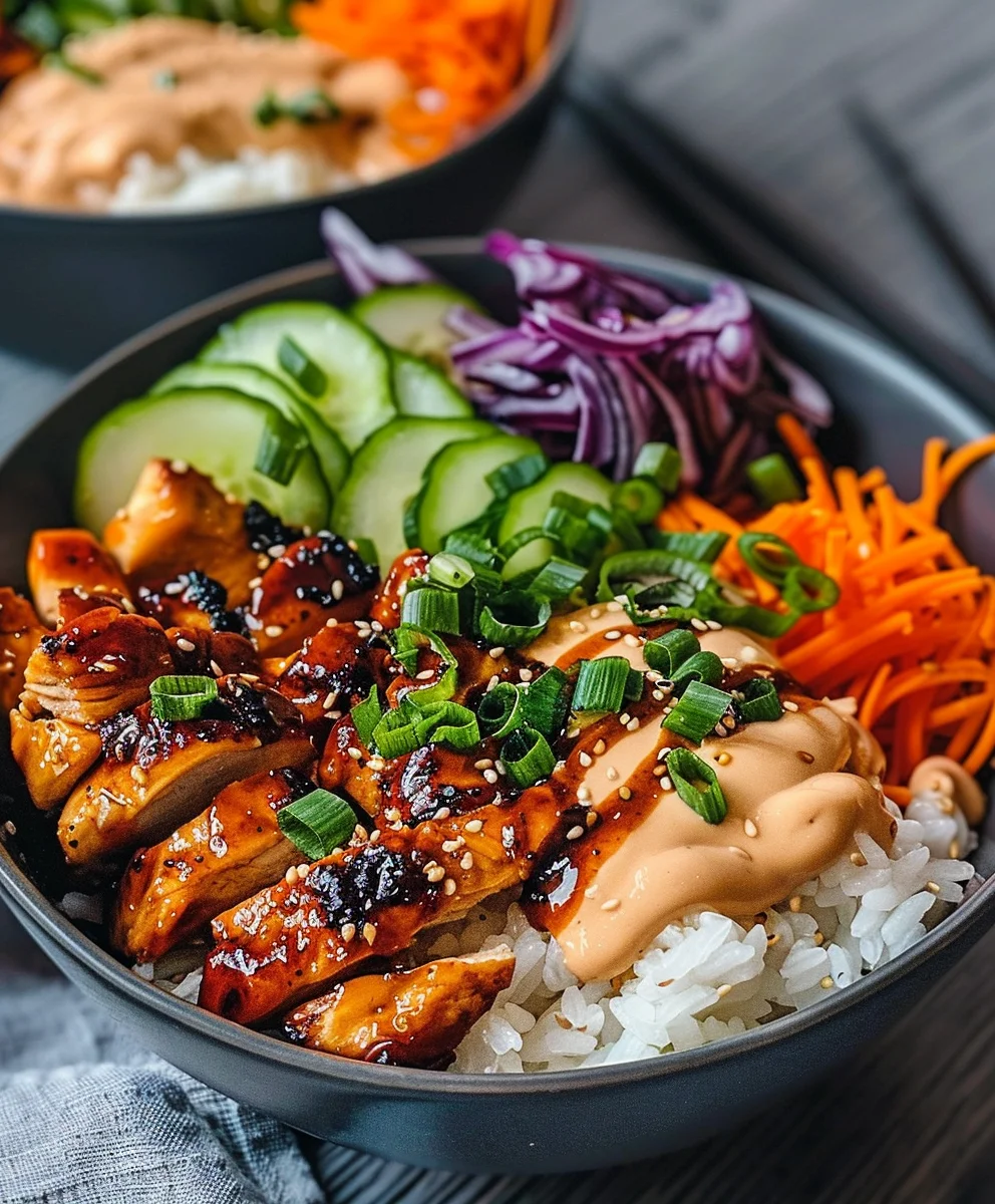 Korean BBQ Hähnchen-Bowls mit Gochujang Cream Sauce