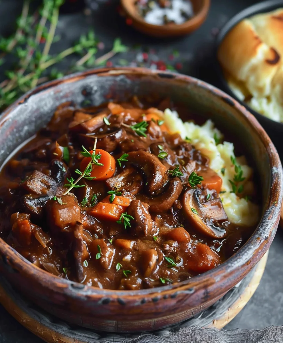 Herzhaftes Veganes Pilz Gulasch Bourguignon – Einfach Lecker
