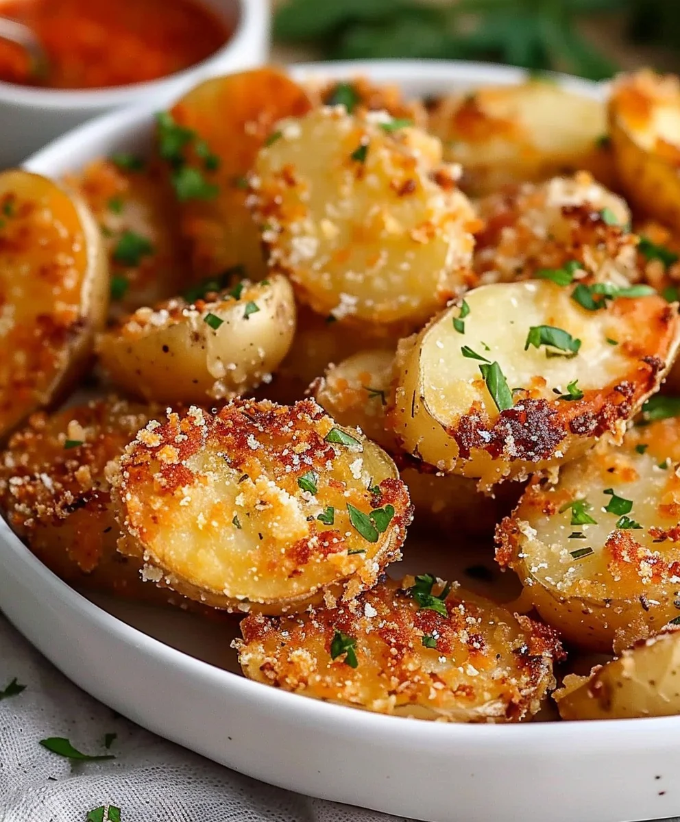 Knoblauch-Parmesan Krustenkartoffeln (Garlic Parmesan Crusted Potatoes)