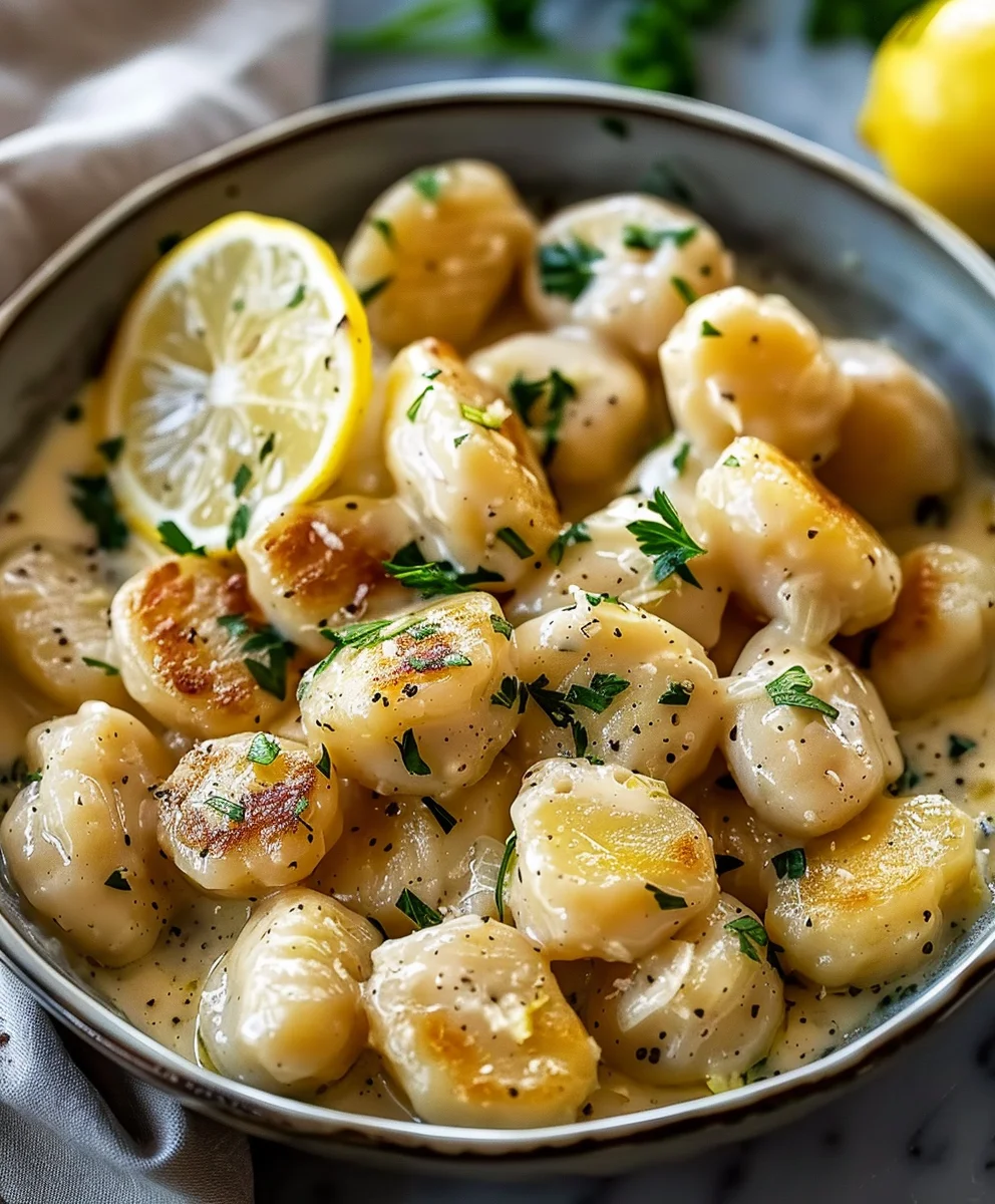 Cremige Zitronen-Hähnchen Gnocchi