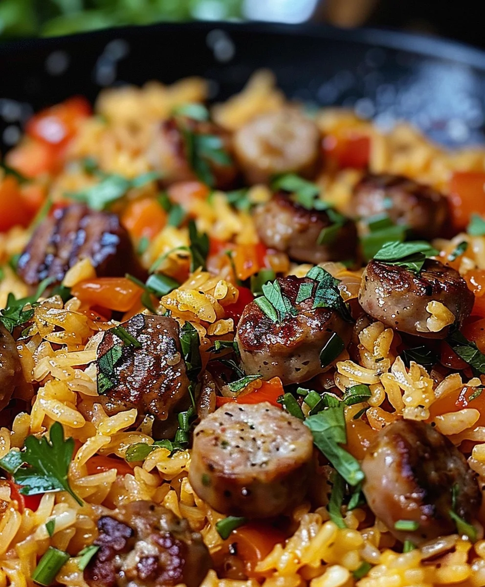 Herzhafte Rindswurst Reis Pfanne: Einfaches Ultimate-Rezept