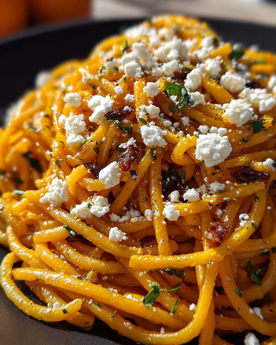 Kürbis Nudeln mit Feta: Einfaches & leckeres Herbstgericht!