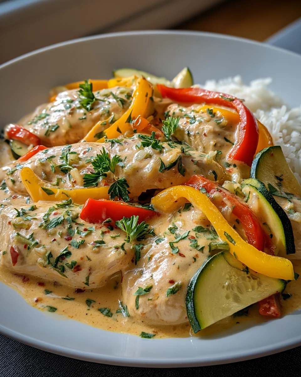 Paprika Zucchini Sahne Hähnchen: Dein cremiger Genuss!