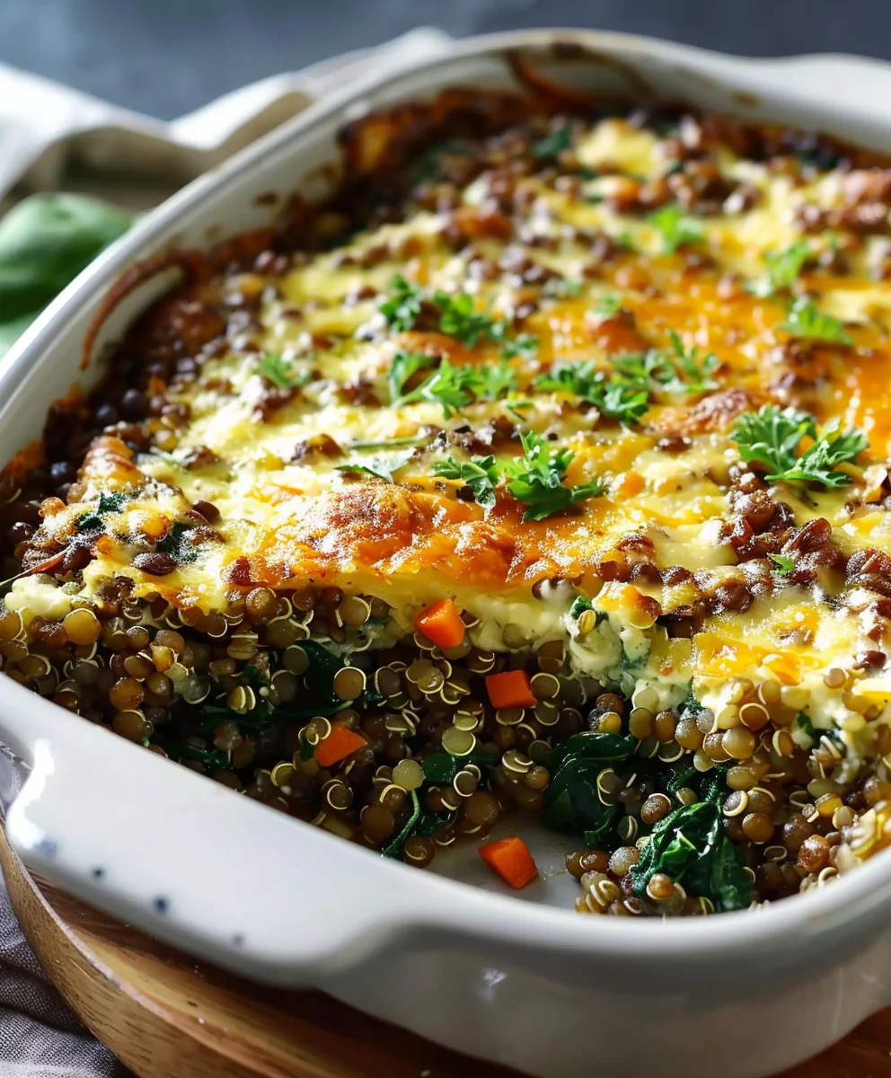 Quinoa Linsen Spinat Auflauf