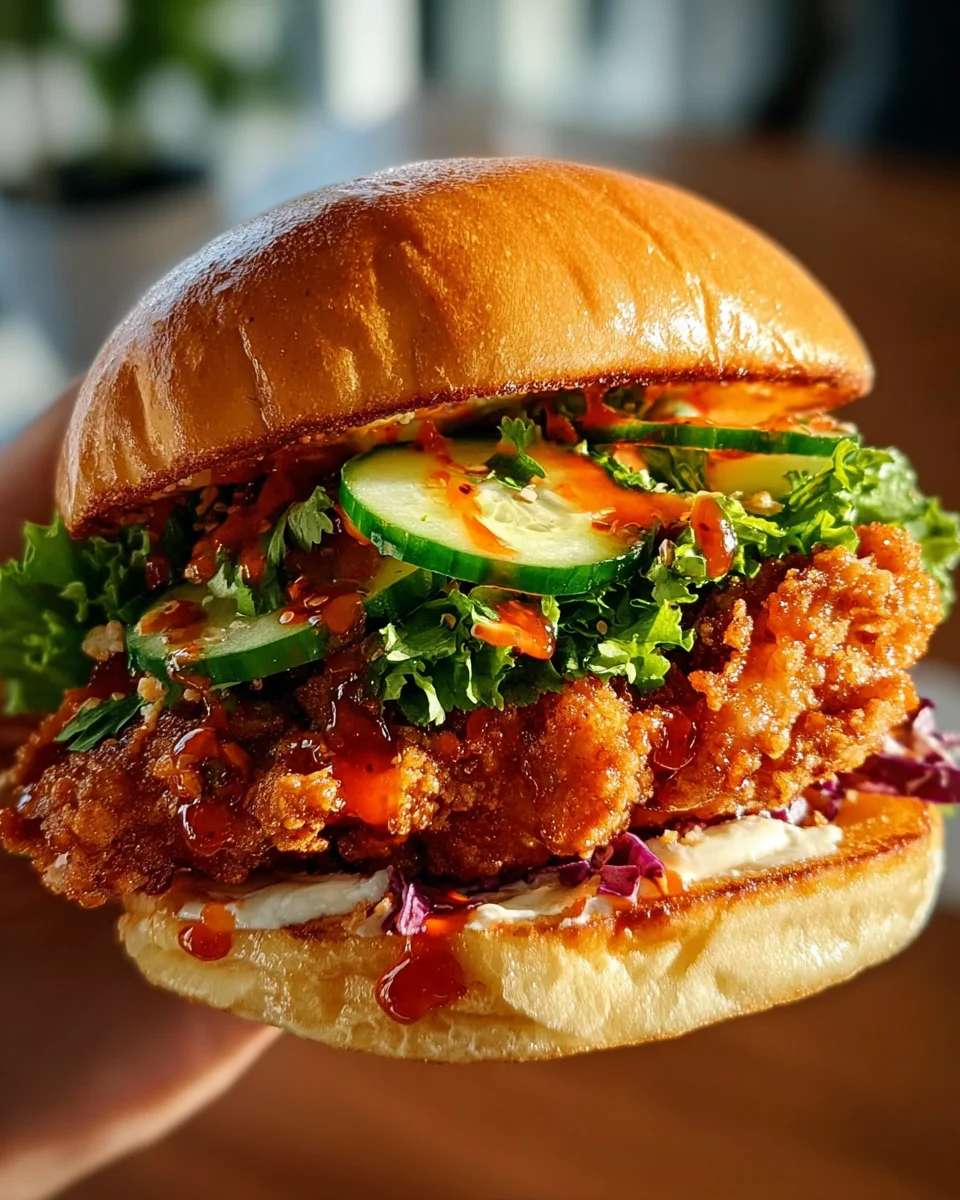 Genieße ein knuspriges Thai Fried Chicken Sandwich Rezept!
