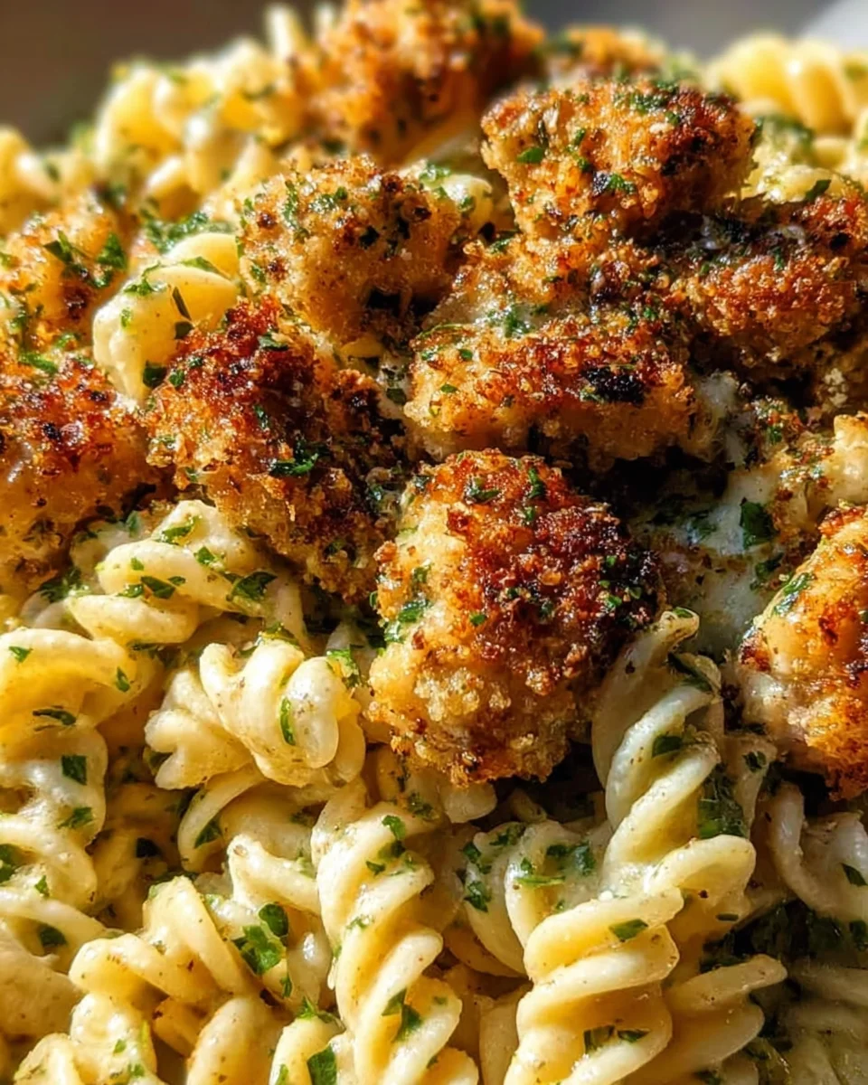 Cremige Knoblauch-Parmesan Hähnchen-Häppchen mit Rotini