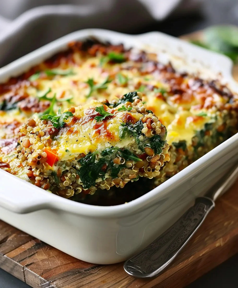 Gesunder Quinoa Linsen Spinat Auflauf – Einfach & lecker.
