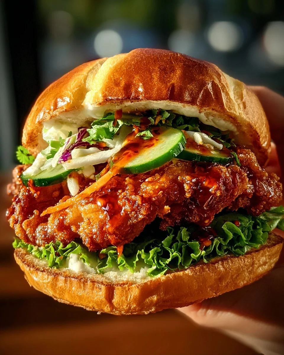 Genieße ein knuspriges Thai Fried Chicken Sandwich Rezept!