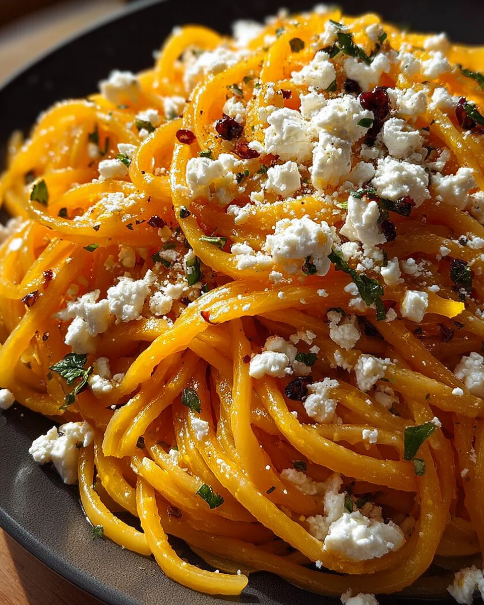 Kürbis Nudeln mit Feta: Einfaches & leckeres Herbstgericht!