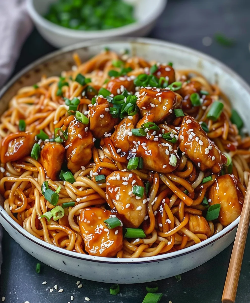 Sticky Garlic Chicken Noodles: Einfaches & köstliches Rezept