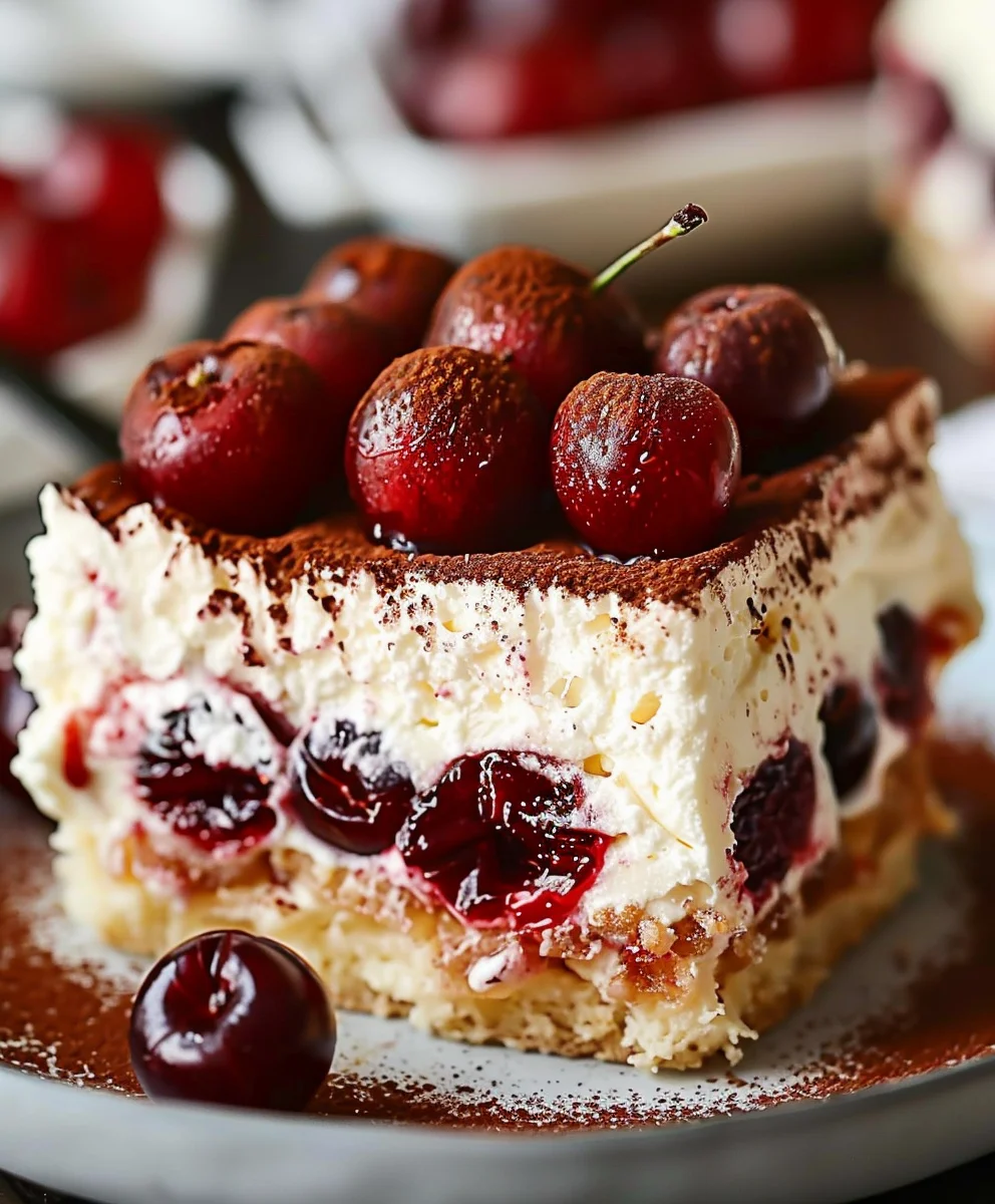 Fruchtiges Kirsch-Tiramisu mit Amaretto-Geschmack (alkoholfrei)