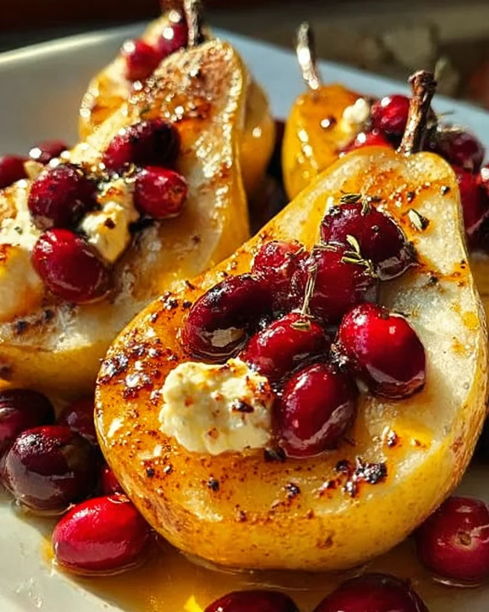 Himmlische Gebackene Birnen: Ziegenkäse, Honig & Cranberries