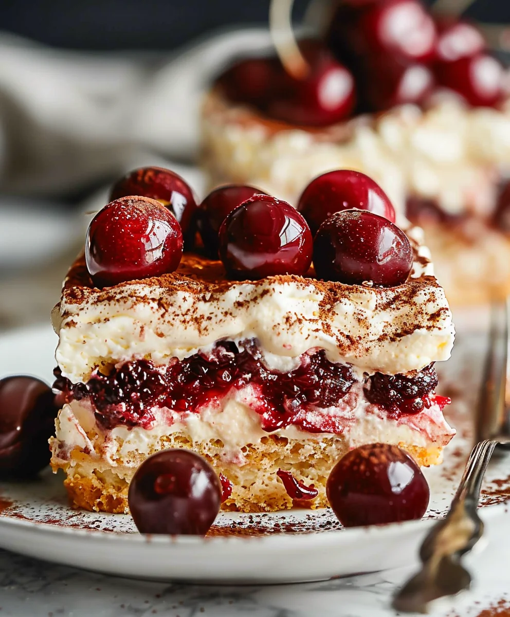 Fruchtiges Kirsch-Tiramisu mit Amaretto-Geschmack (alkoholfrei)