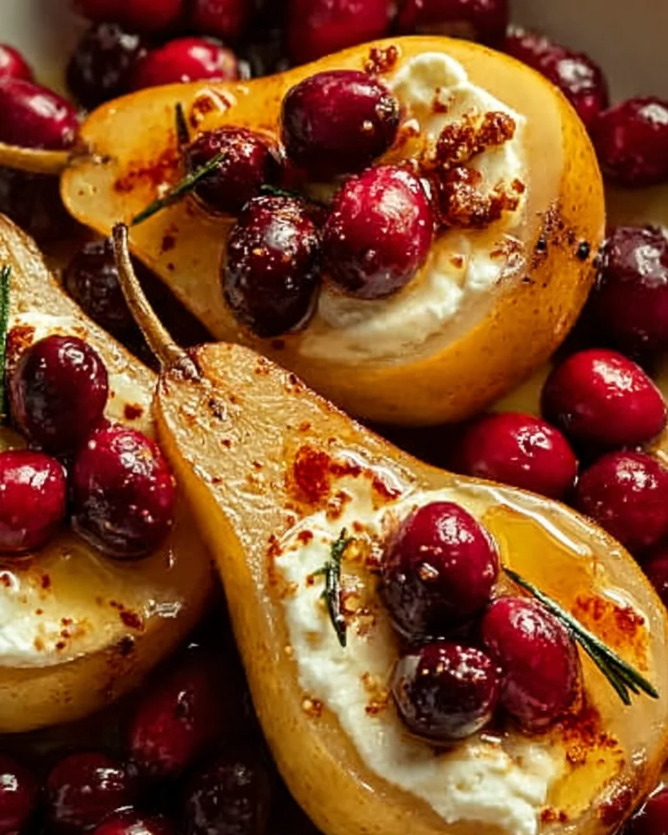 Himmlische Gebackene Birnen: Ziegenkäse, Honig & Cranberries