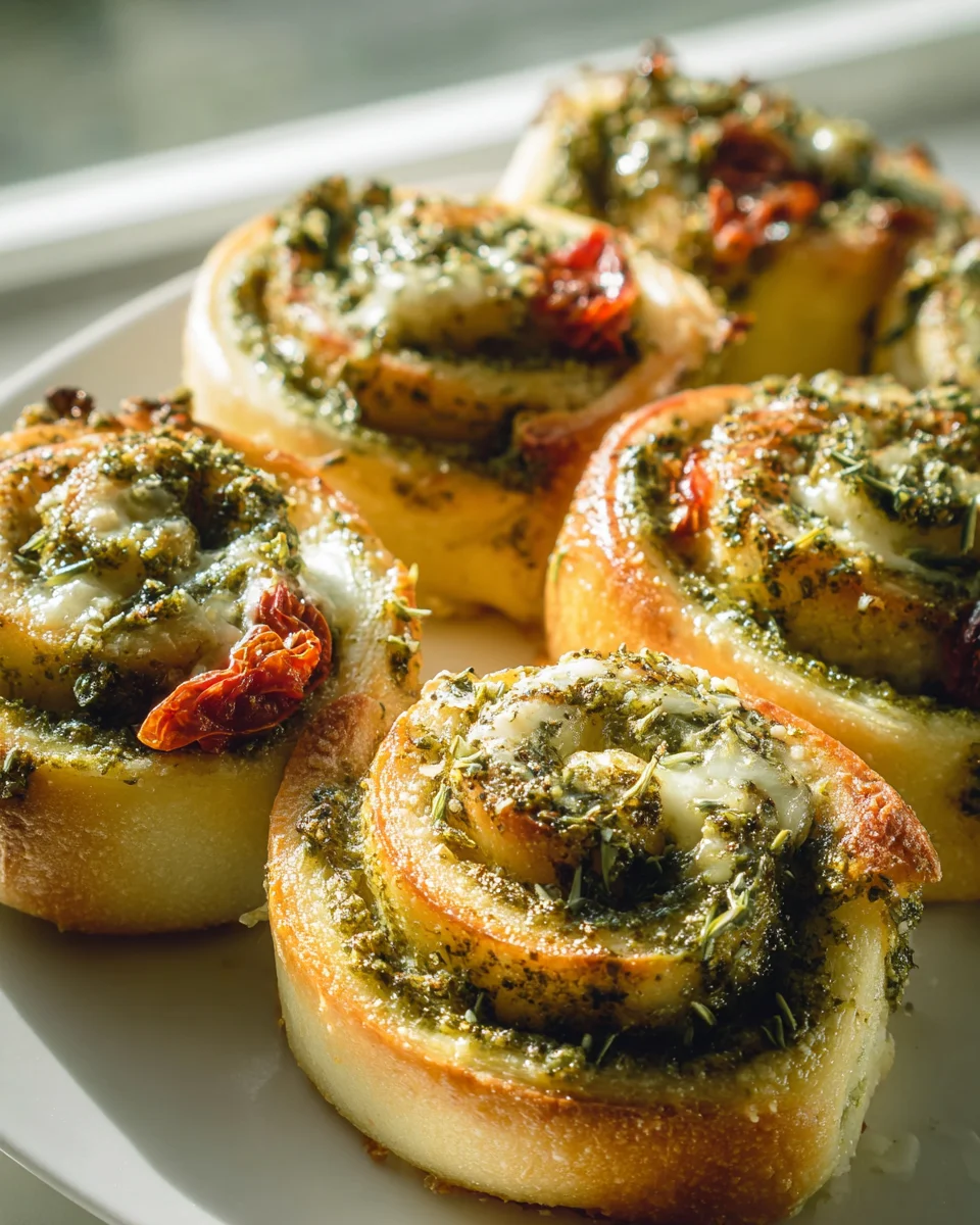 Leckere Pizzaschnecken mit Pesto & Mozzarella backen!
