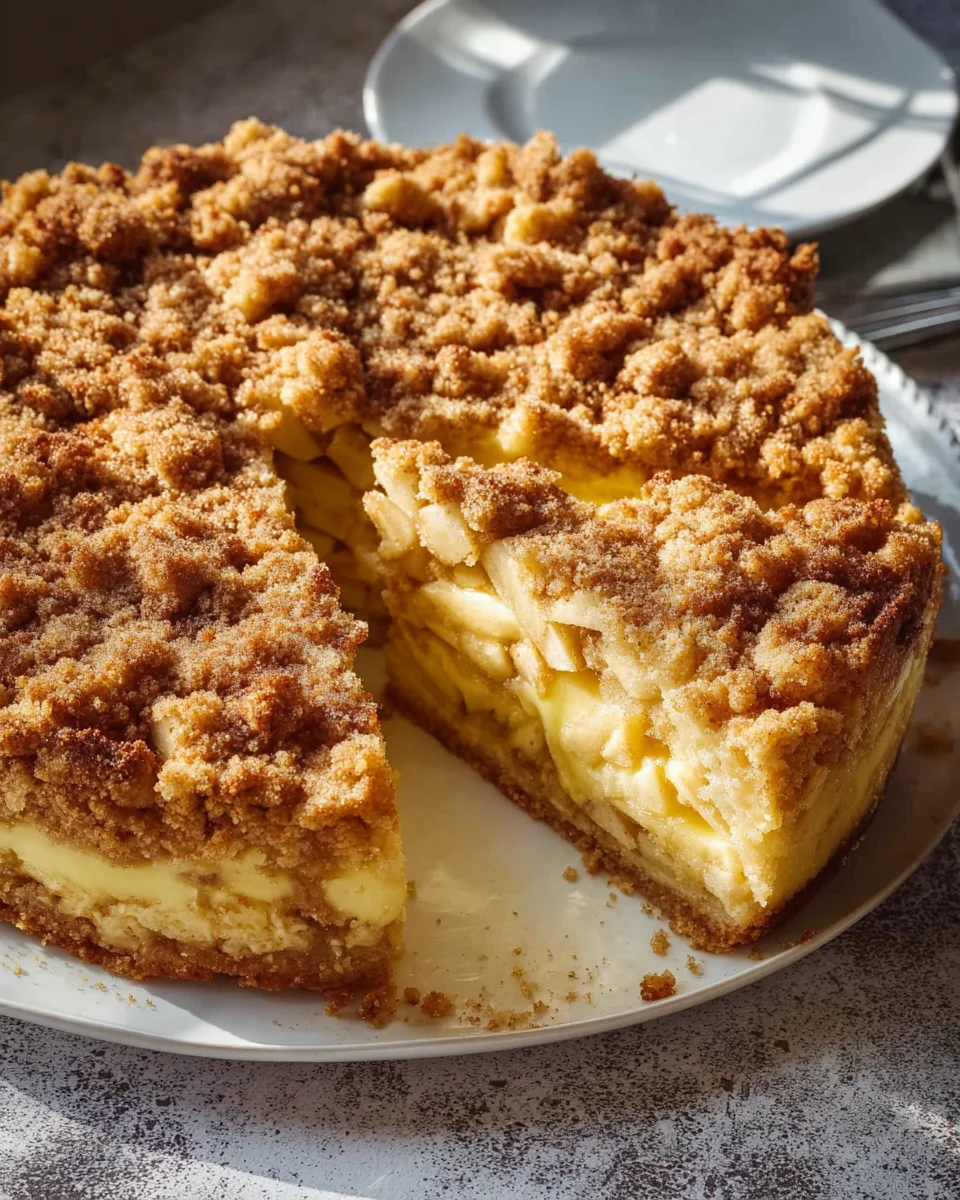 Apfelkuchen mit cremigem Pudding & knusprigen Zimtstreuseln