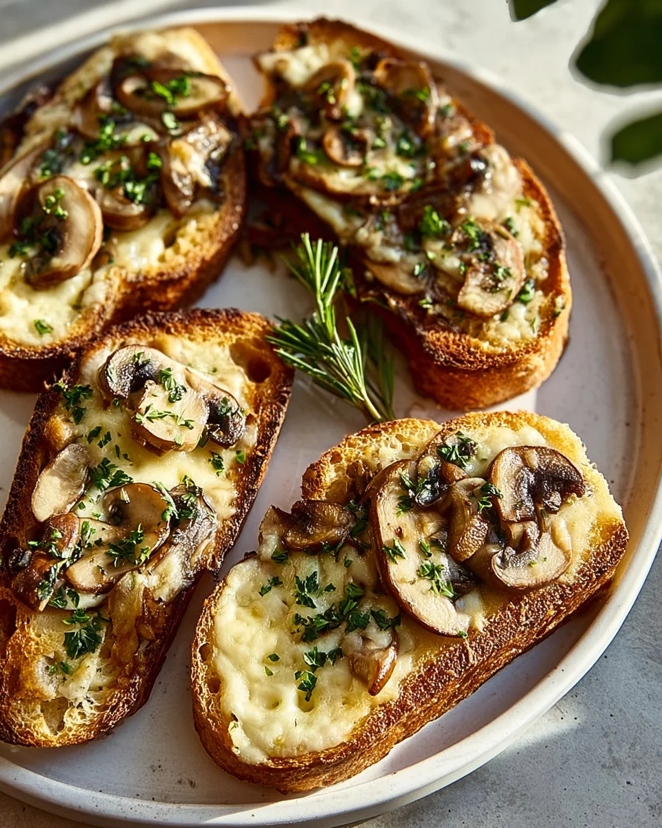 Knusprige Käse-Beef-Champignon-Knoblauch-Toasts Rezept