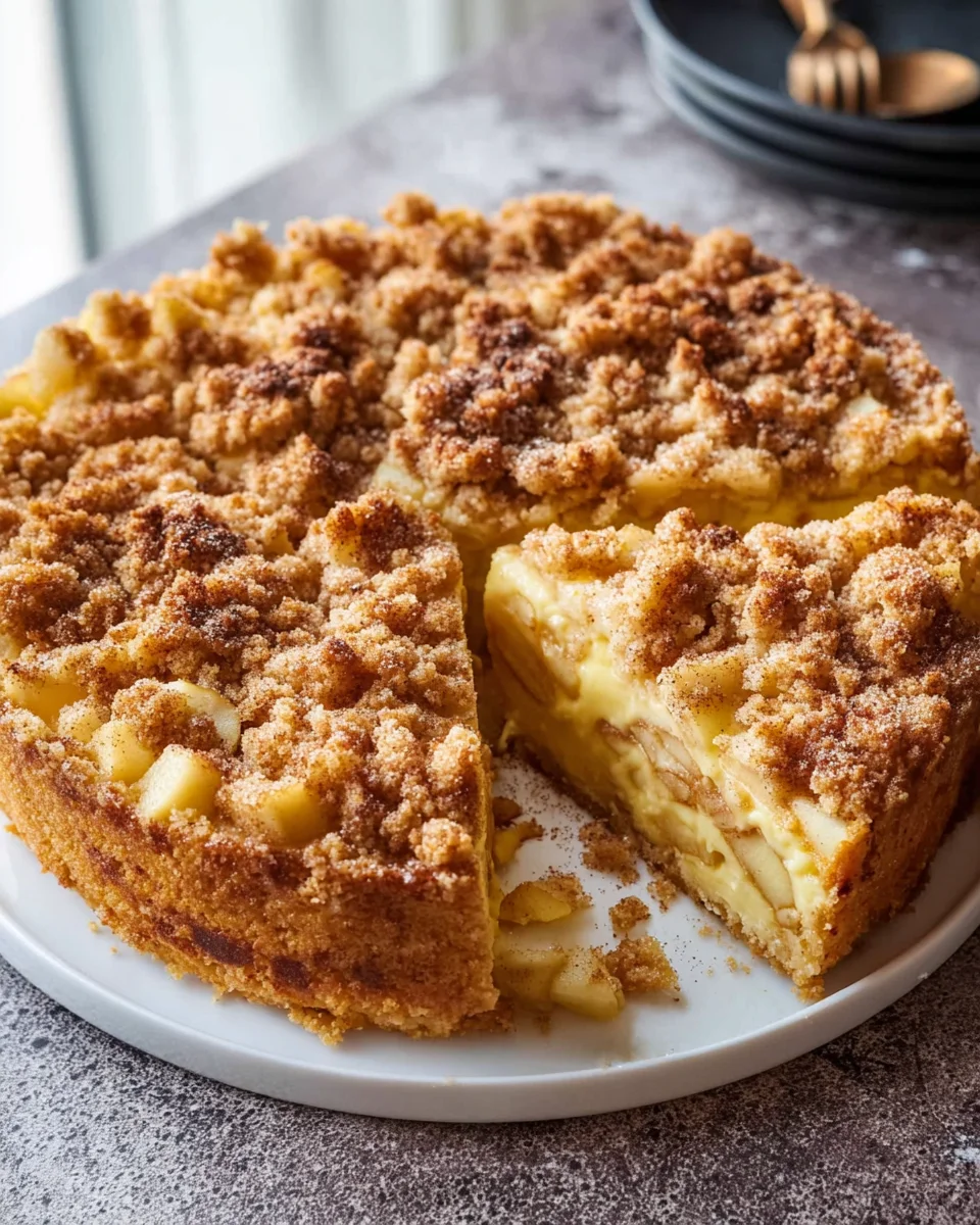 Apfelkuchen mit cremigem Pudding & knusprigen Zimtstreuseln