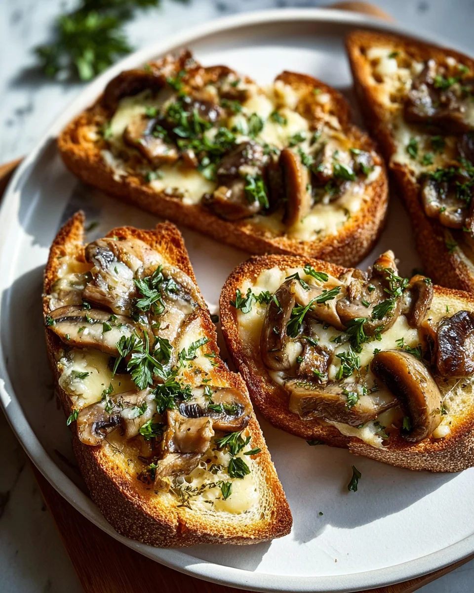 Knusprige Käse-Beef-Champignon-Knoblauch-Toasts Rezept