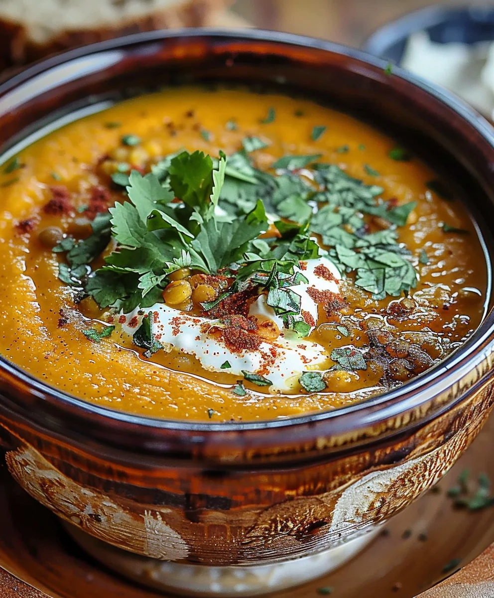 Würzige Kürbis Linsen Suppe