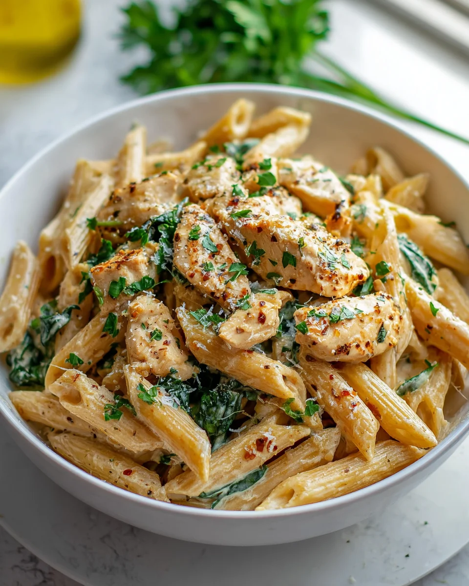 Gesunde Knoblauch-Parmesan-Hähnchen-Pasta