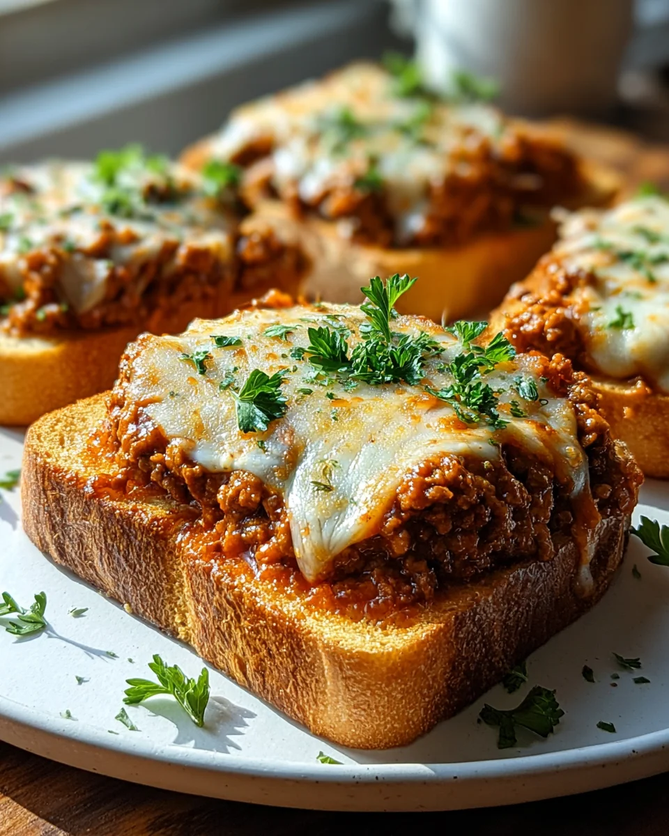Homemade Cheesy Garlic Bread Sloppy Joe Melts