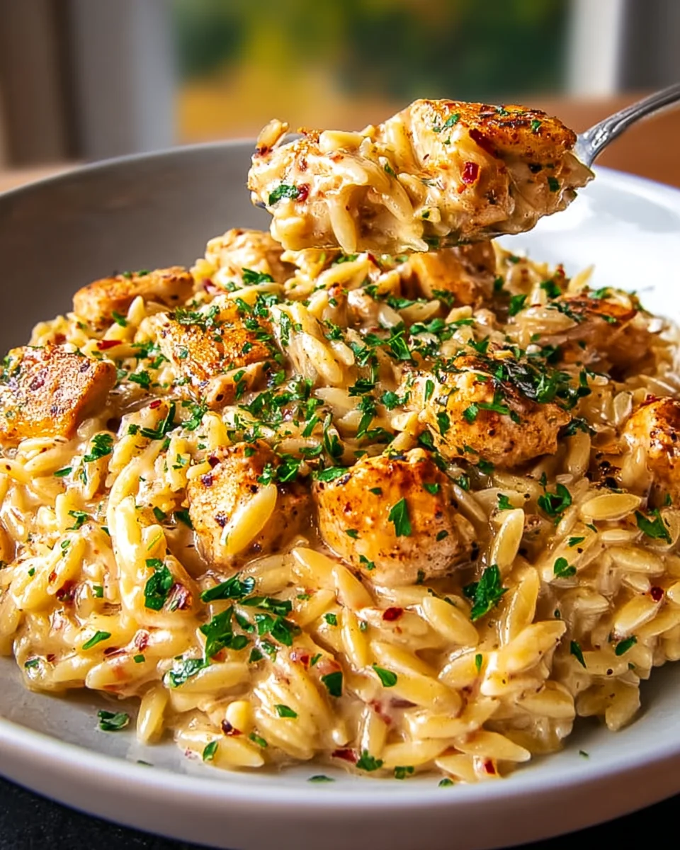 One-Pot Cajun Hähnchen Alfredo Orzo: Geschmack in jedem Bissen