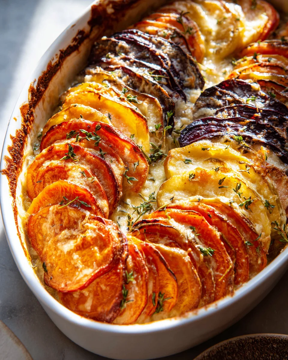 Cheesy Root Vegetable Gratin