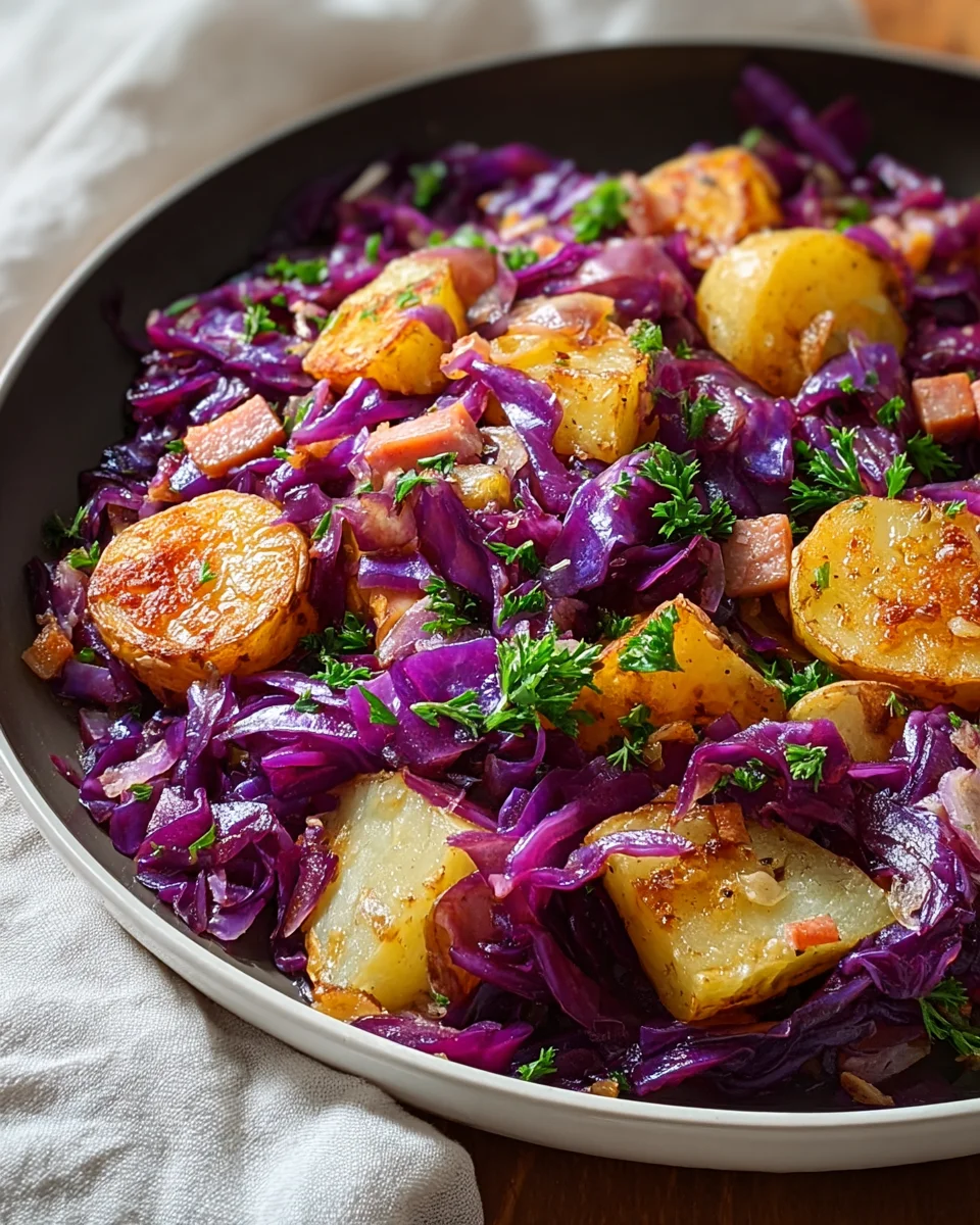 Rotkohl Pfanne mit Kartoffeln