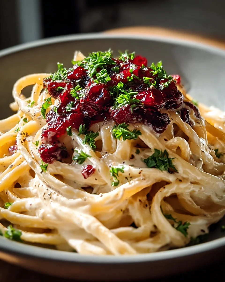 Cremige Brie Pasta mit Preiselbeer-Kompott: Süß-Salzig Genießen