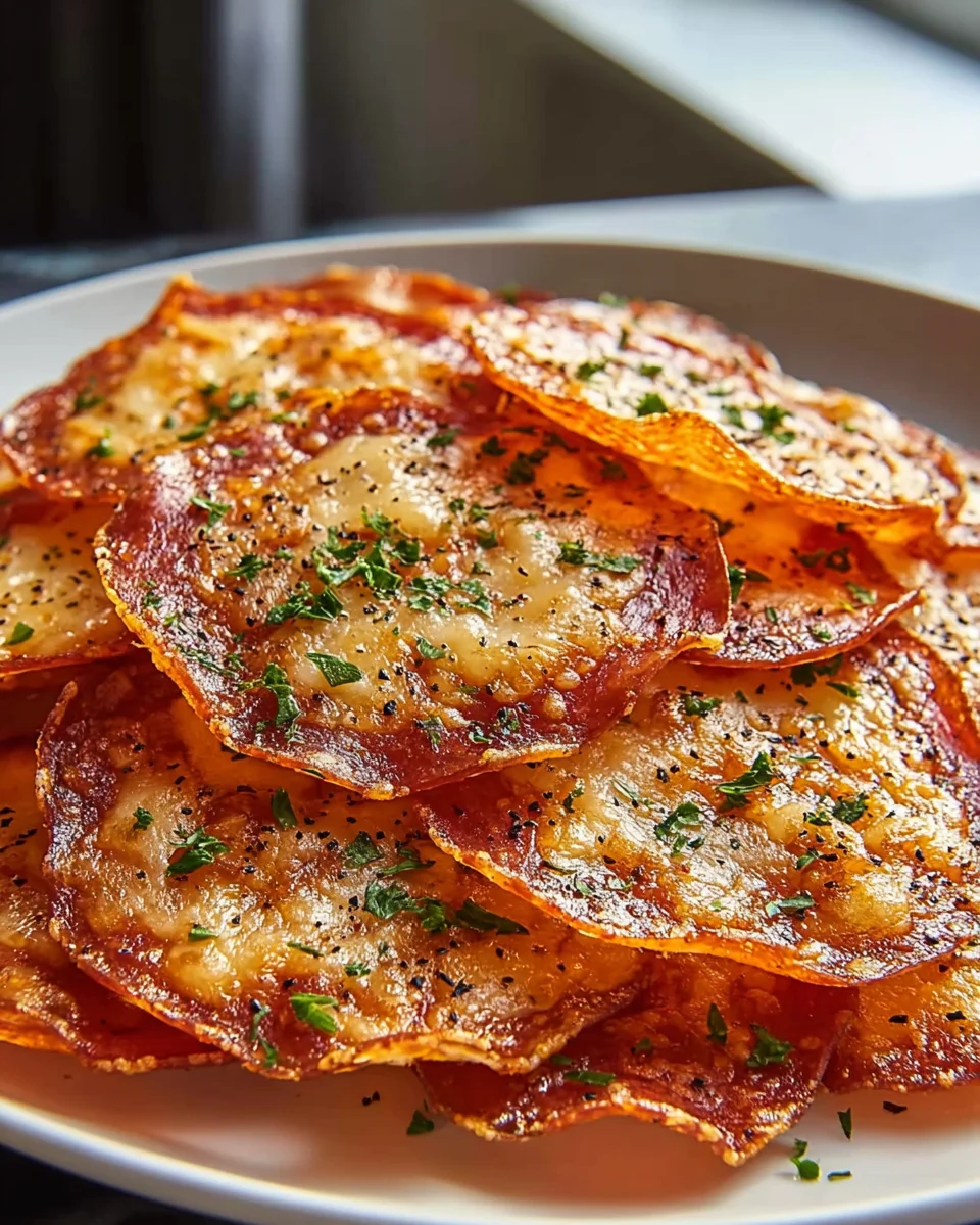 Leckere Beef Pepperoni Cheese Crisps – Knusprig und würzig!