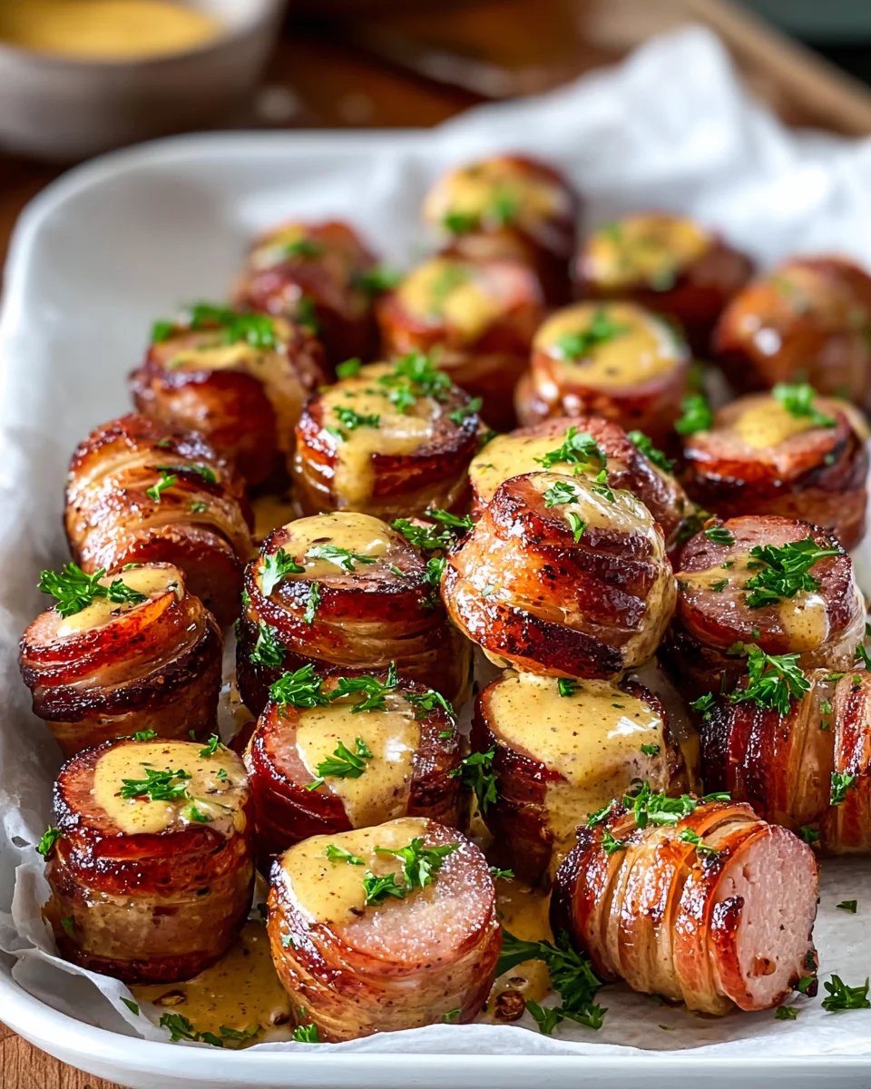 Unwiderstehliche Senf Hasselback Kielbasa Bites Rezept