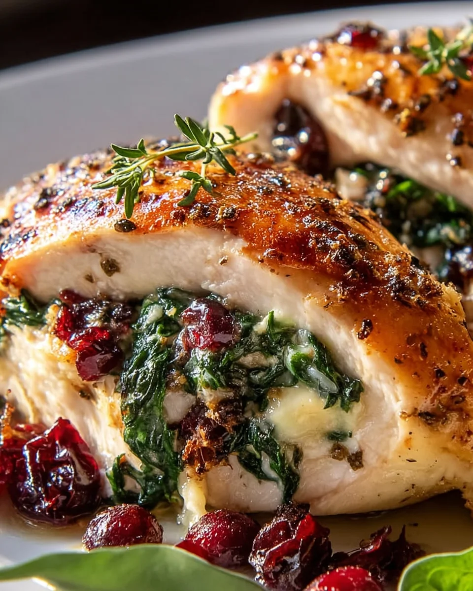 Cranberry-Spinat-Hühnchen mit Brie – Einfestliches Rezept!