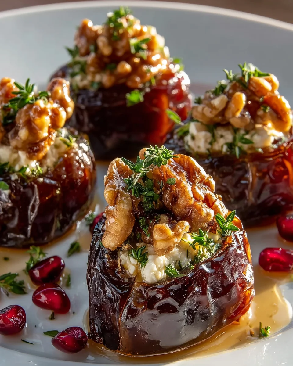 Feta Parmesan Datteln, gefüllt mit Honig-Walnuss-Knusper