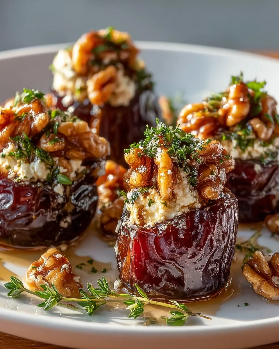 Feta Parmesan Datteln, gefüllt mit Honig-Walnuss-Knusper