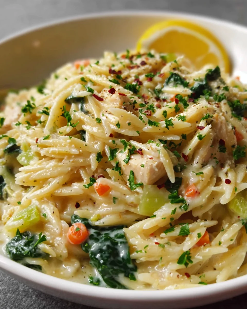 Cremige Chicken Pot Pie Orzo – Ein herzhaftes Rezept!