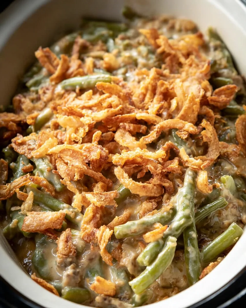 Einfache Crock Pot grüner Bohnen Auflauf Rezept für jeden Anlass