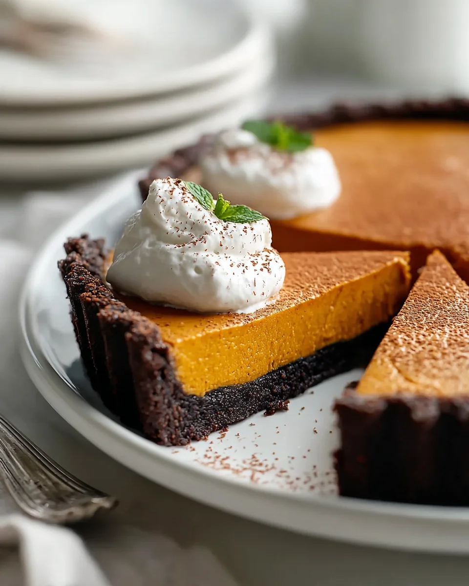 Herbstliche Dunkle Schokoladen-Kürbistarte einfach selbstgemacht