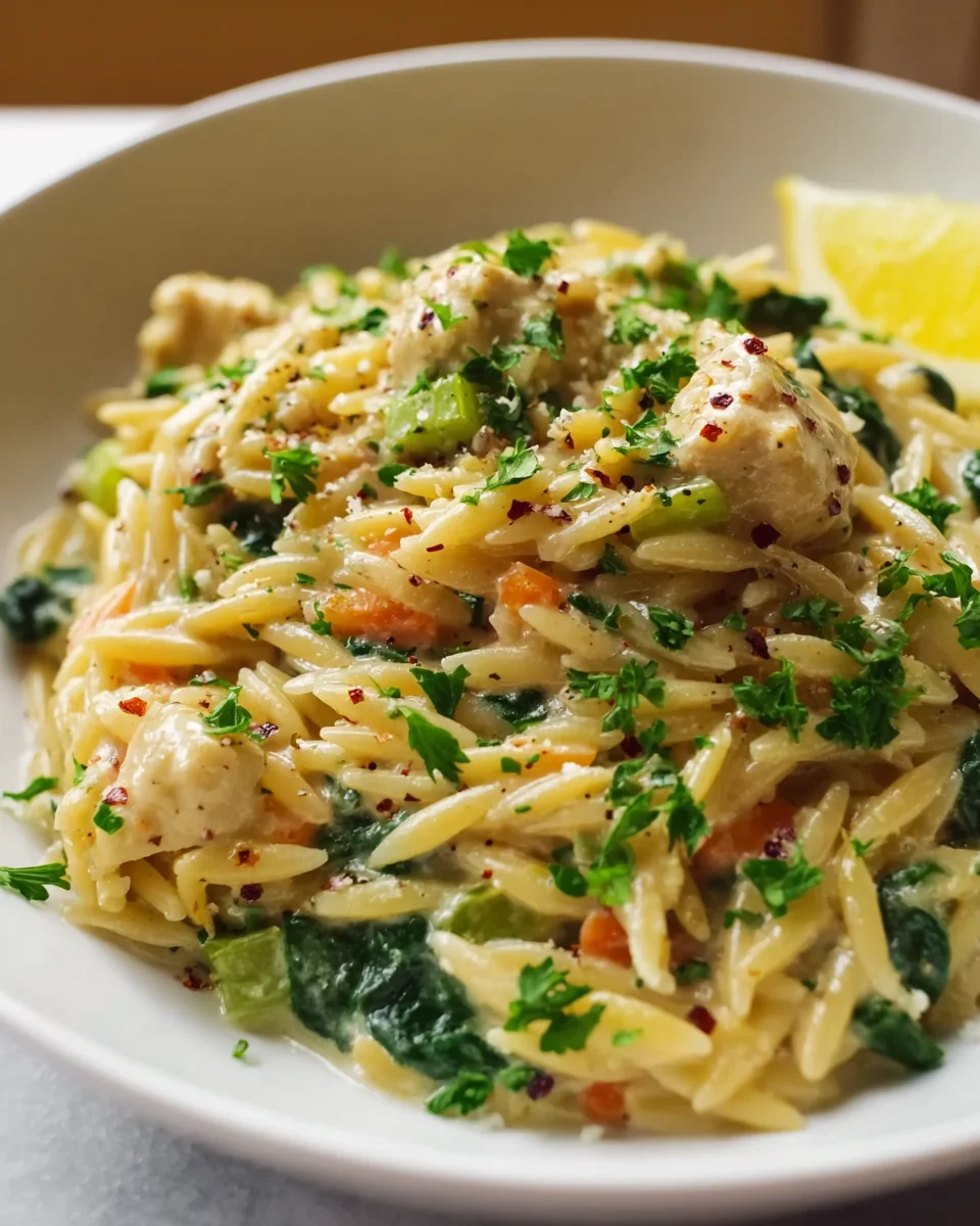 Cremige Chicken Pot Pie Orzo – Ein herzhaftes Rezept!