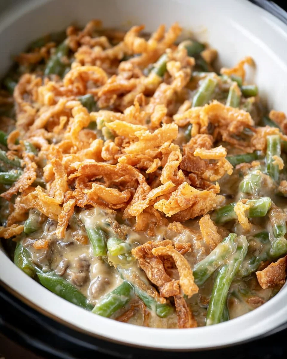 Einfache Crock Pot grüner Bohnen Auflauf Rezept für jeden Anlass