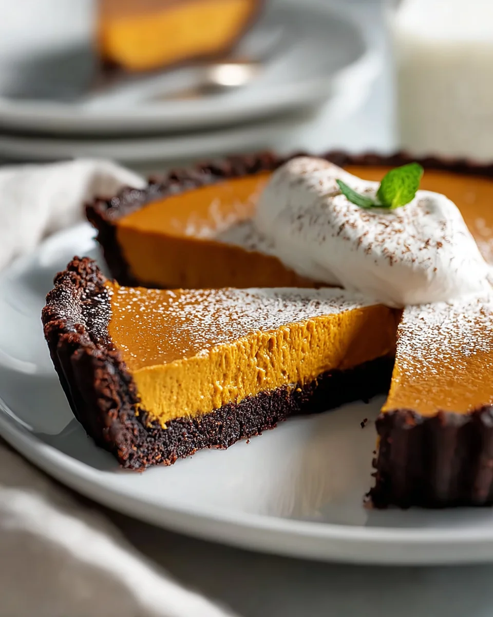 Herbstliche Dunkle Schokoladen-Kürbistarte einfach selbstgemacht