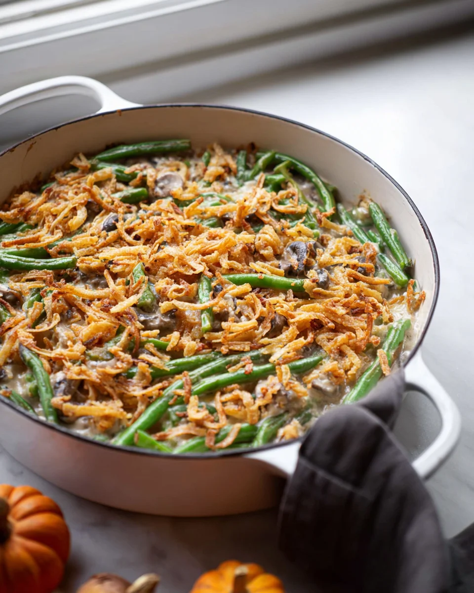 Vegane grüne Bohnenauflauf