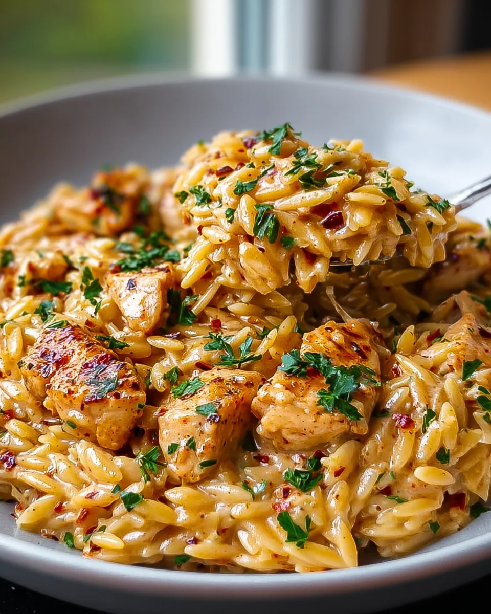 One-Pot Cajun Hähnchen Alfredo Orzo: Geschmack in jedem Bissen