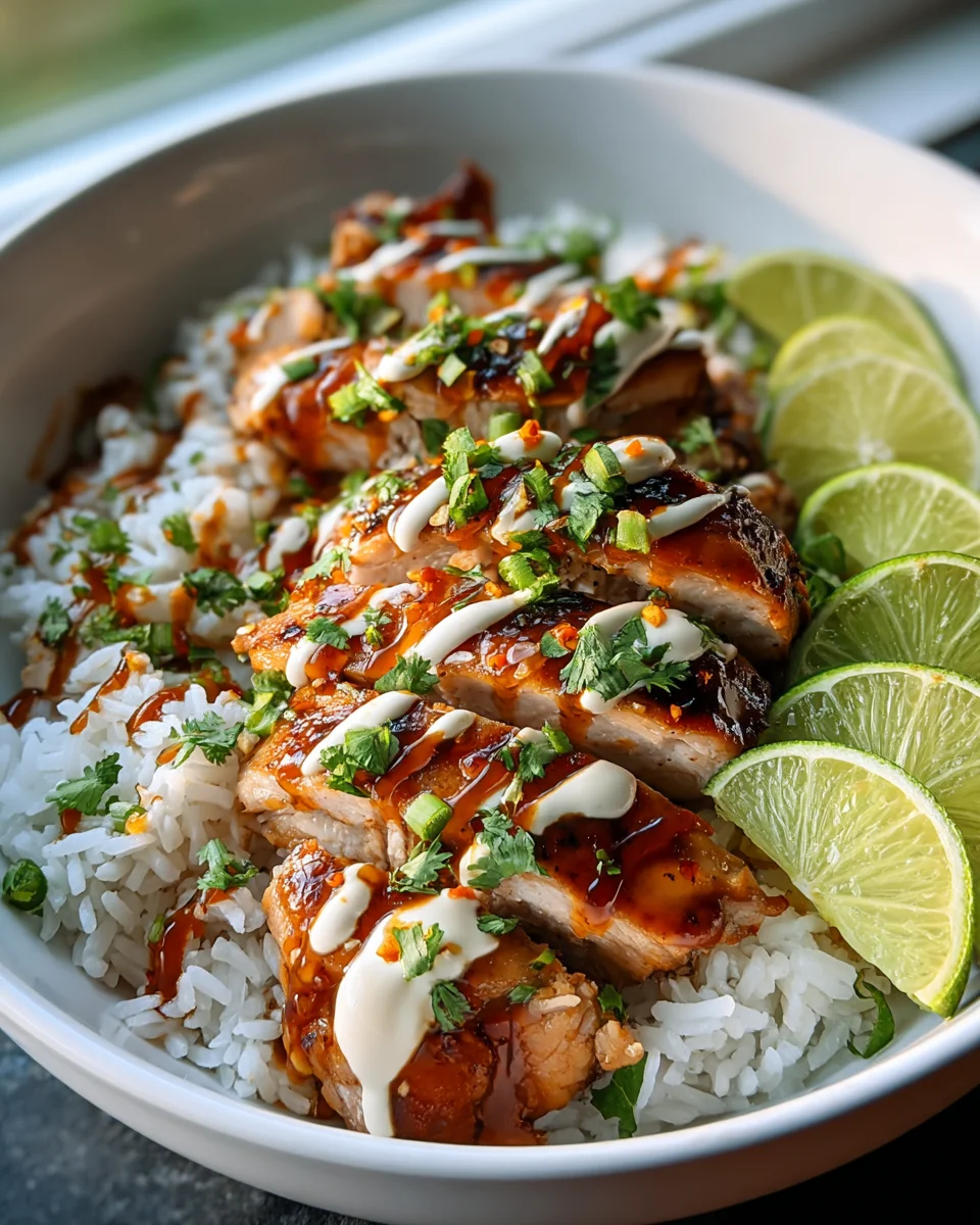 Sweet Chili Chicken Bowl mit Kokos-Limetten-Dressing Rezept