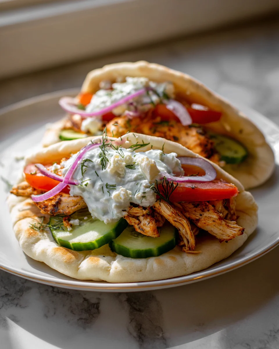 Crockpot Griechische Hähnchen-Pitas mit Tzatziki Rezept